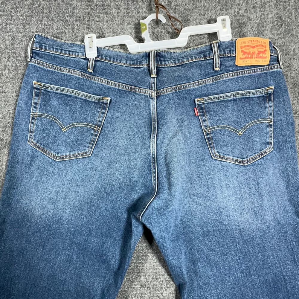 Levis 559 Relaxed Straight Jeans Mens 50x30 Medium Wash Blue Denim 01559-0068 - Picture 6 of 12